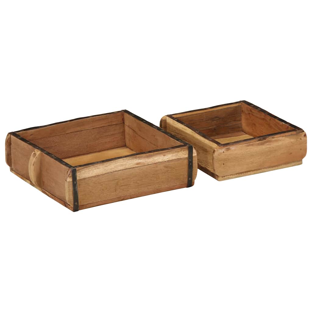 Tavă 2 pcs Maro 29 x 31 x 10 cm Lemn recuperat masiv
