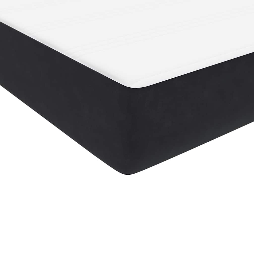 Pat box spring cu saltea, negru, 80x220 cm, catifea