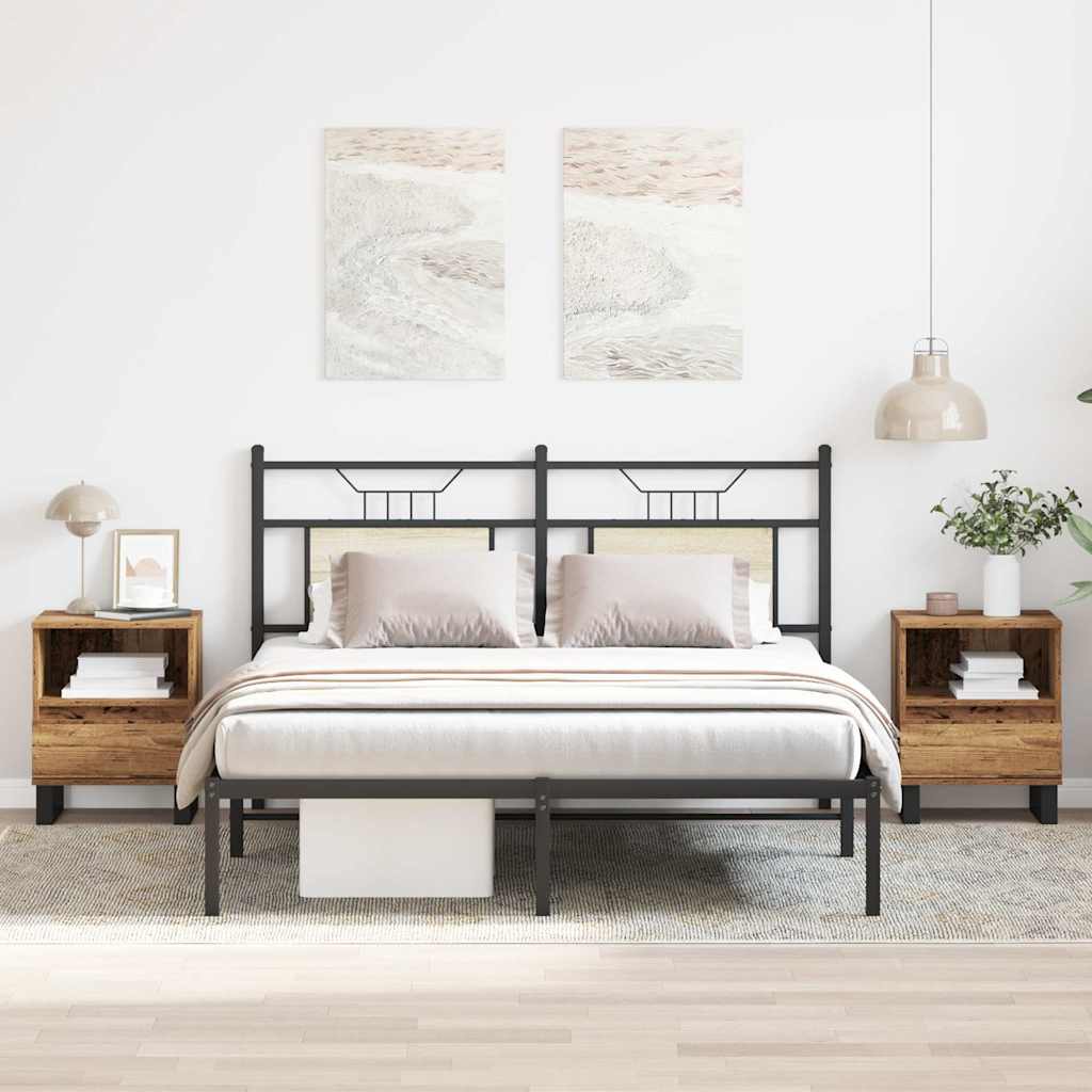 Noptiere, 2 buc., lemn vechi, 40x35x50 cm, lemn prelucrat