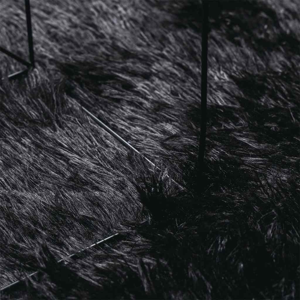 Covor shaggy cu pom înalt, NAVARRA, negru, 130x200cm, poliester