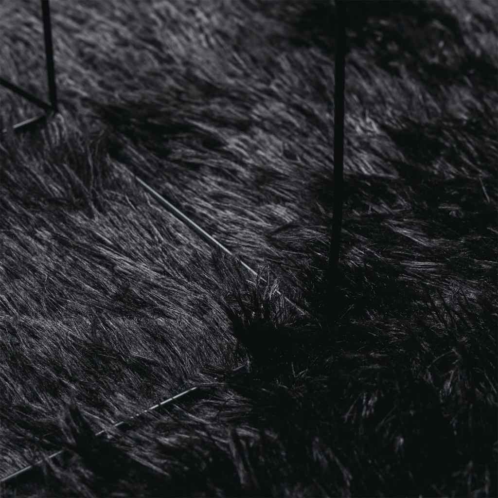 Covor shaggy cu pom înalt, NAVARRA, negru, 200x200cm, poliester