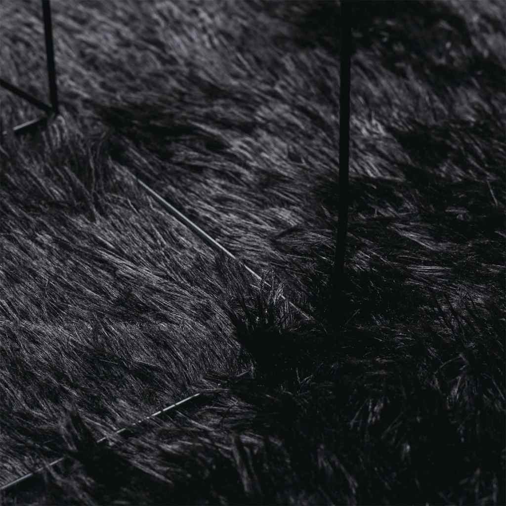 Covor shaggy cu pom înalt, NAVARRA, negru, 240x240cm, poliester