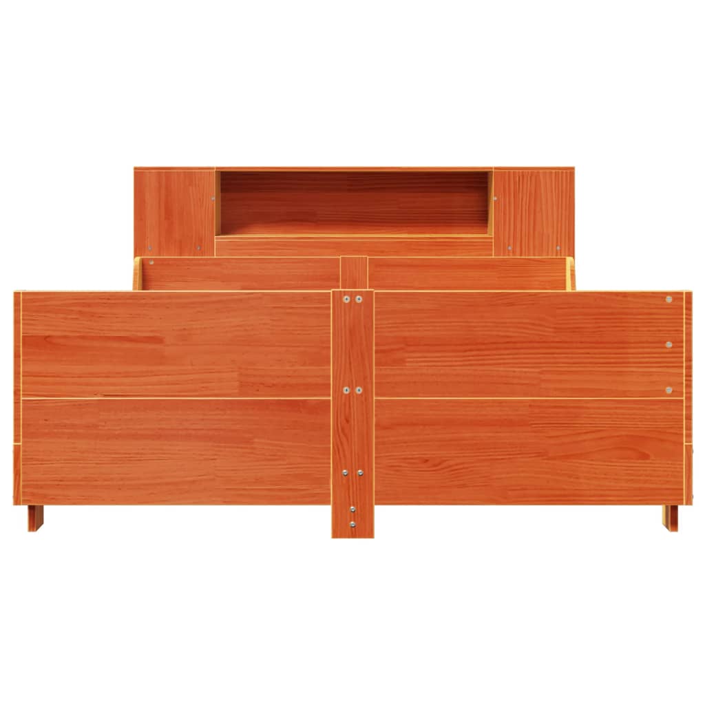 Cadru pat fără saltea, maro ceruit, 135x190 cm, lemn masiv pin