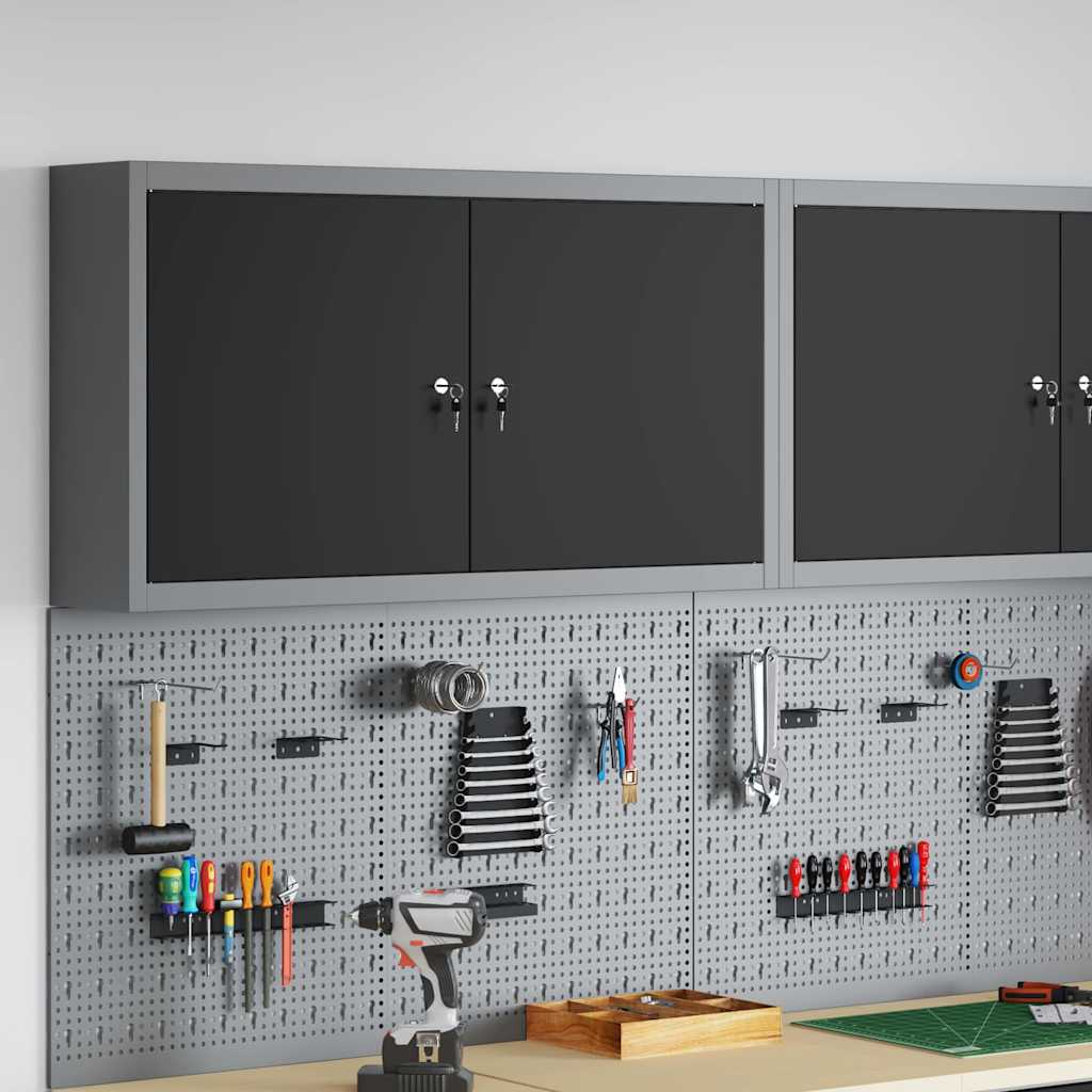 Dulap pentru unelte cu raft Negru și Gri 50 x 20 x 55 cm