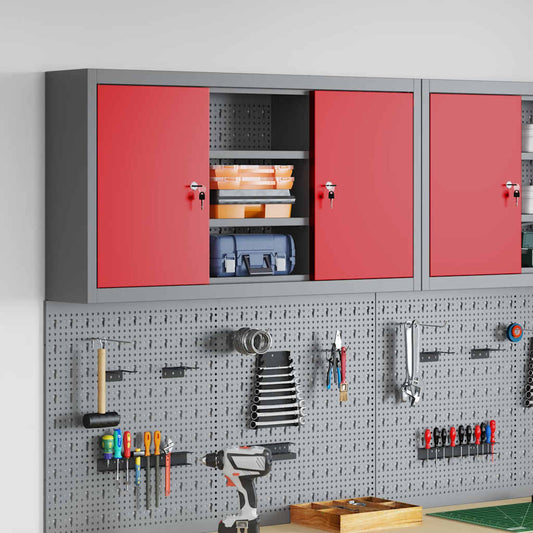 Dulap pentru unelte cu raft Roșu și gri 50 x 20 x 55 cm