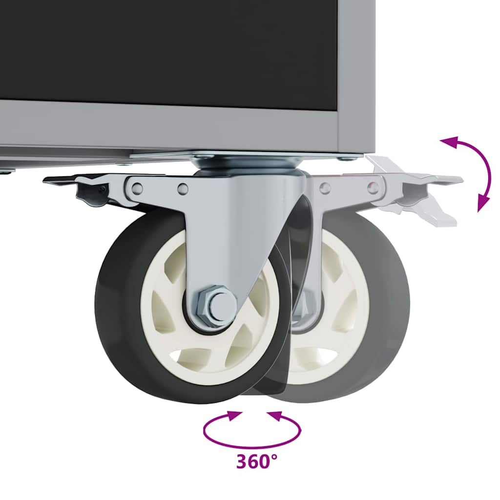 Banc de lucru cu sertar cu roata Negru și Gri 75 x 45 x 85 cm