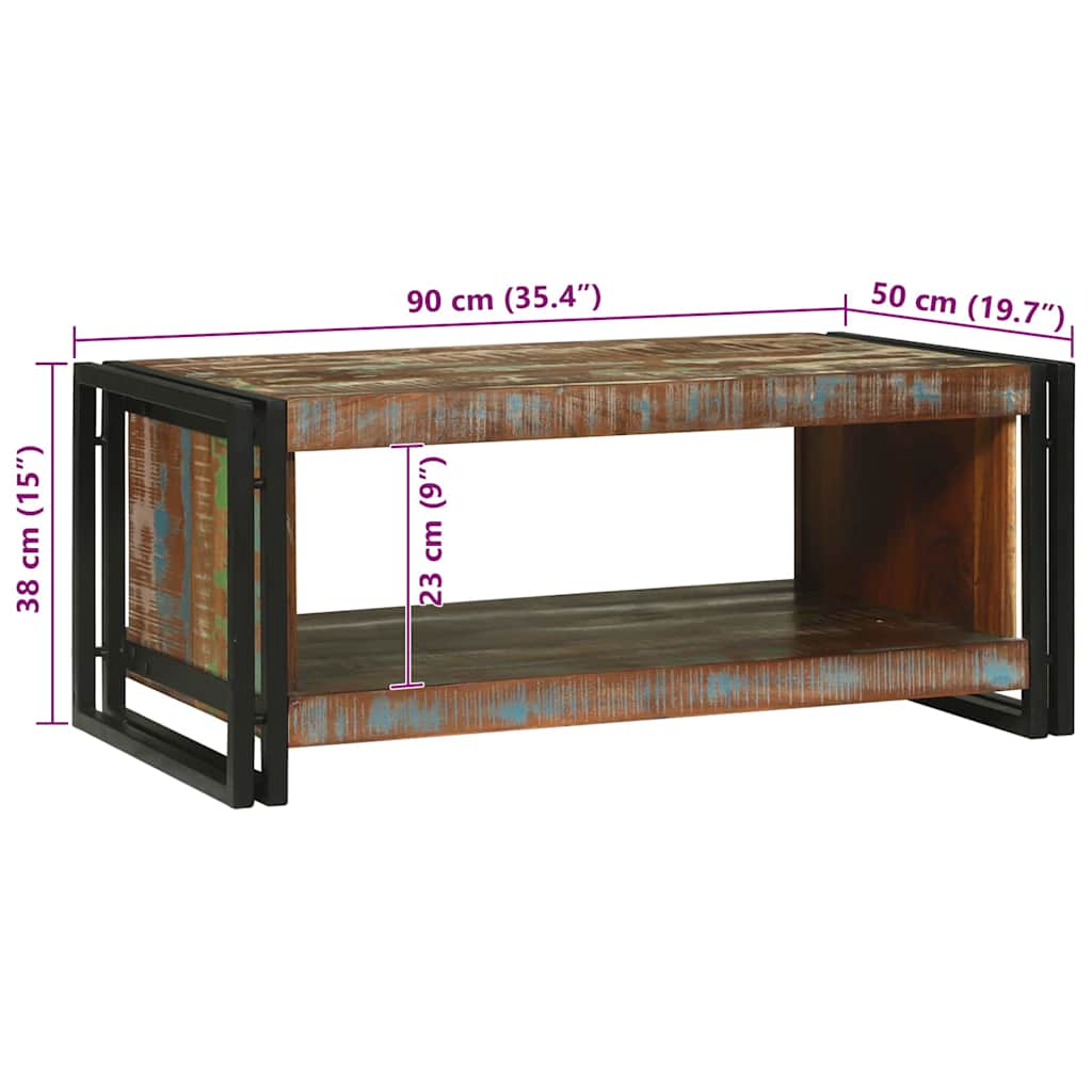 Masă de cafea Multicolour 90 x 50 x 38 cm Lemn recuperat masiv
