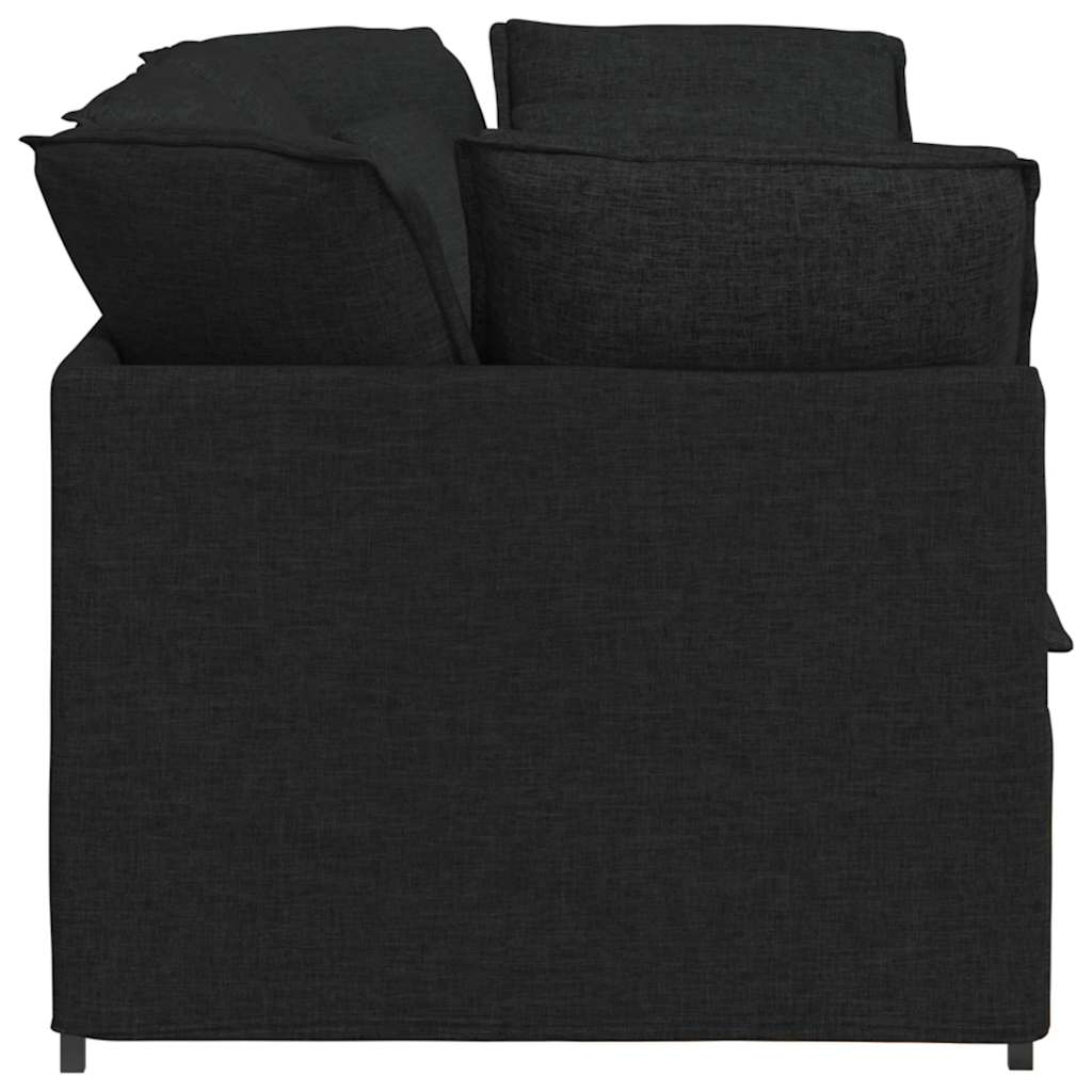 Canapea modulară cu perne, negru, textil