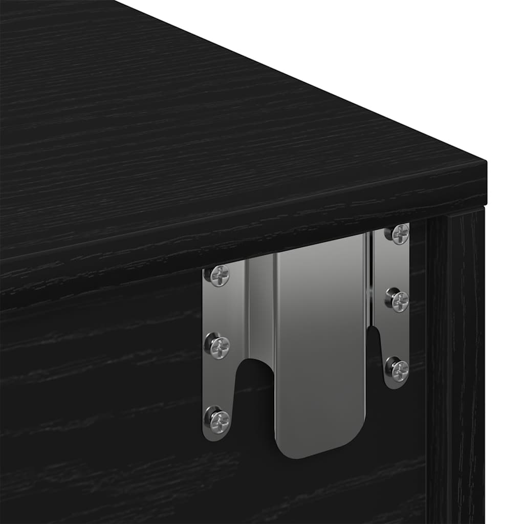 Raft de perete cu sertare negru 80x33x17 cm lemn prelucrat