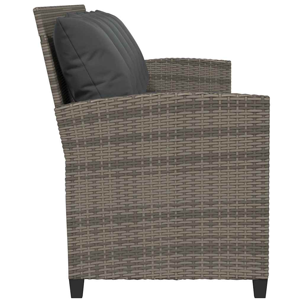 Canapea de grădină cu 5 locuri cu perne din polirattan gri