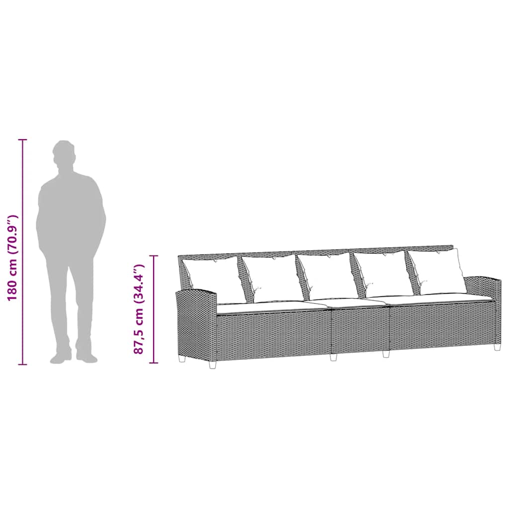 Canapea de grădină cu 5 locuri cu perne din polirattan maro