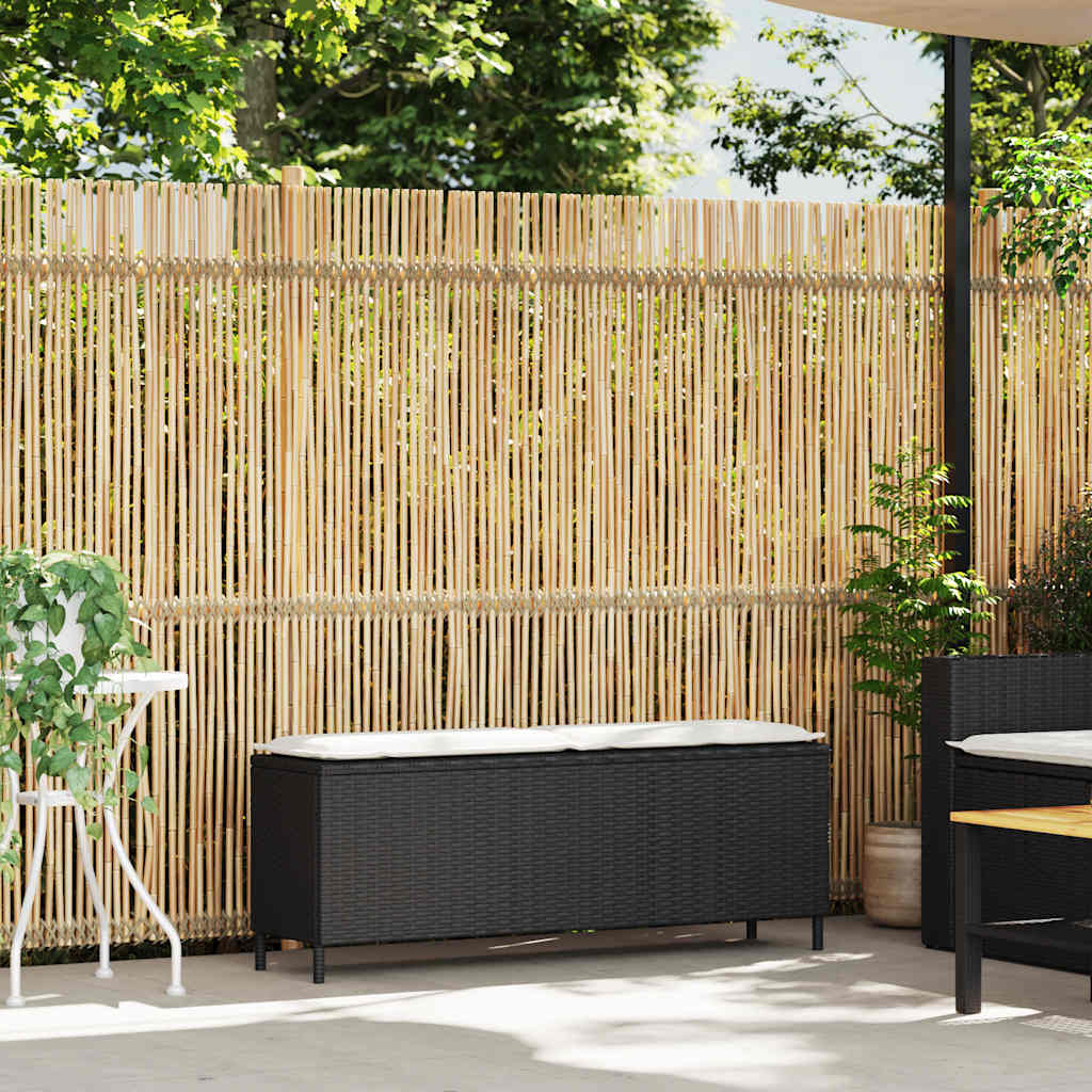 Bancă de grădină cu pernă neagră 110x30x40,5 cm Poly Rattan