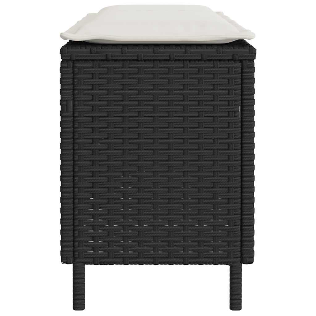 Bancă de grădină cu pernă neagră 110x30x40,5 cm Poly Rattan