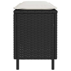 Bancă de grădină cu pernă neagră 110x30x40,5 cm Poly Rattan