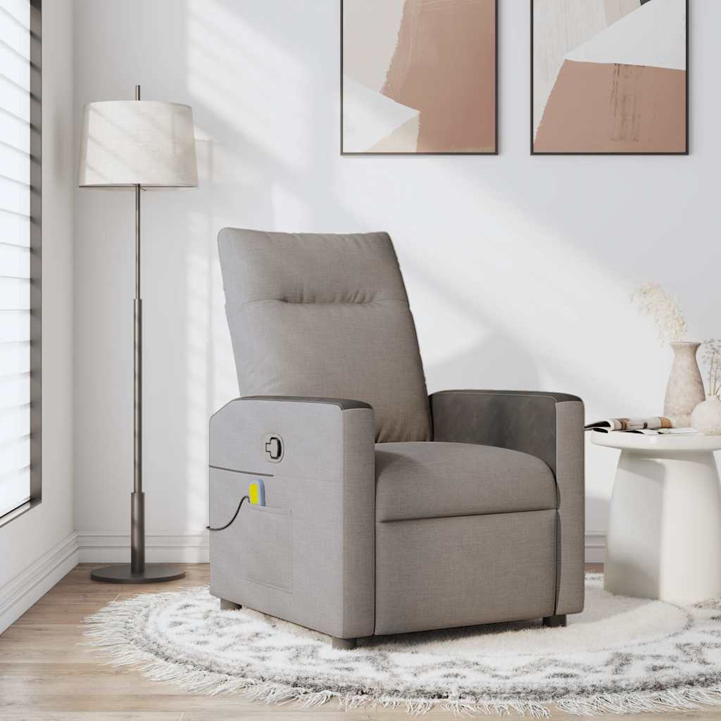 Fotoliu de masaj rabatabil, gri taupe, material textil