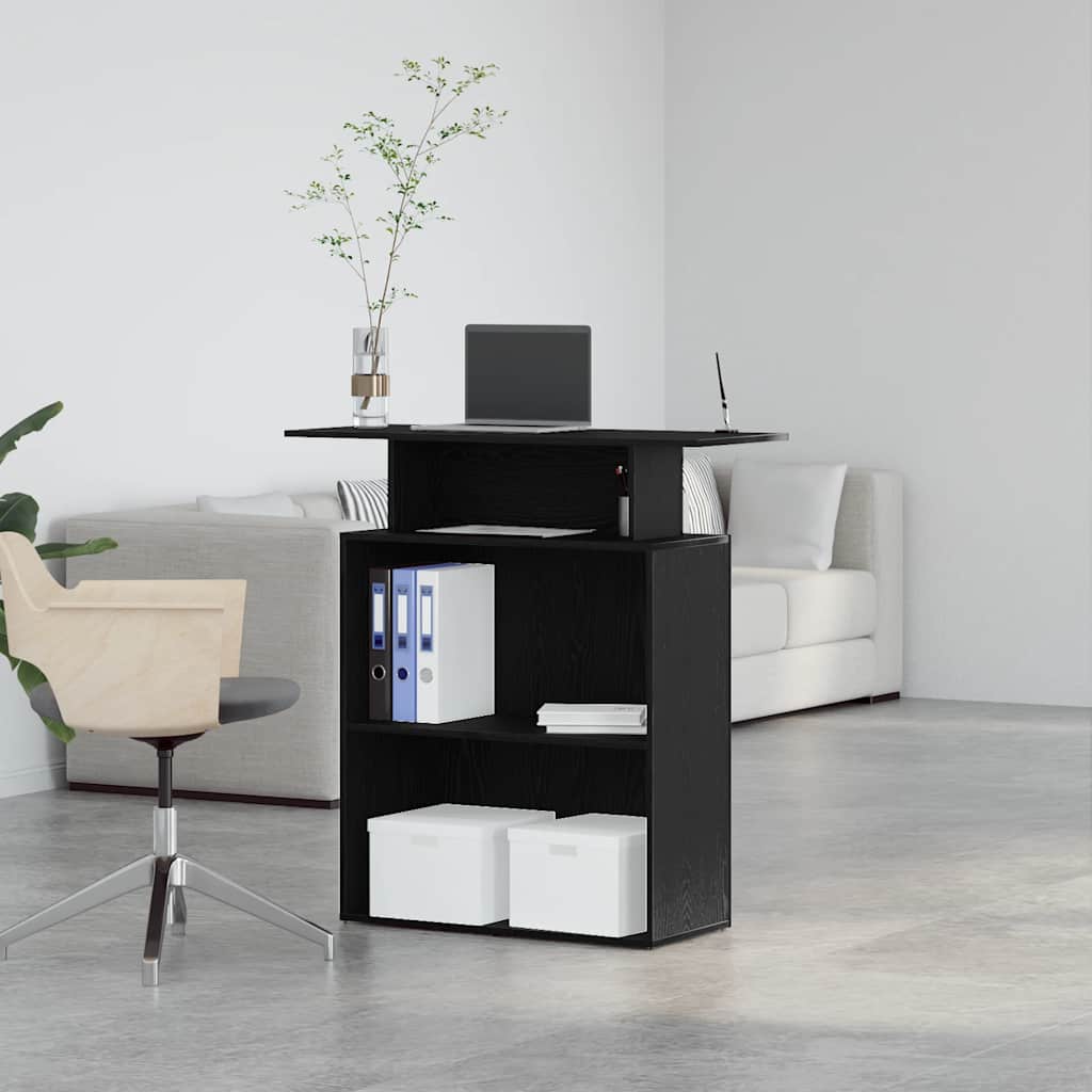 Birou de recepție negru 100x40x104 cm, lemn stratificat