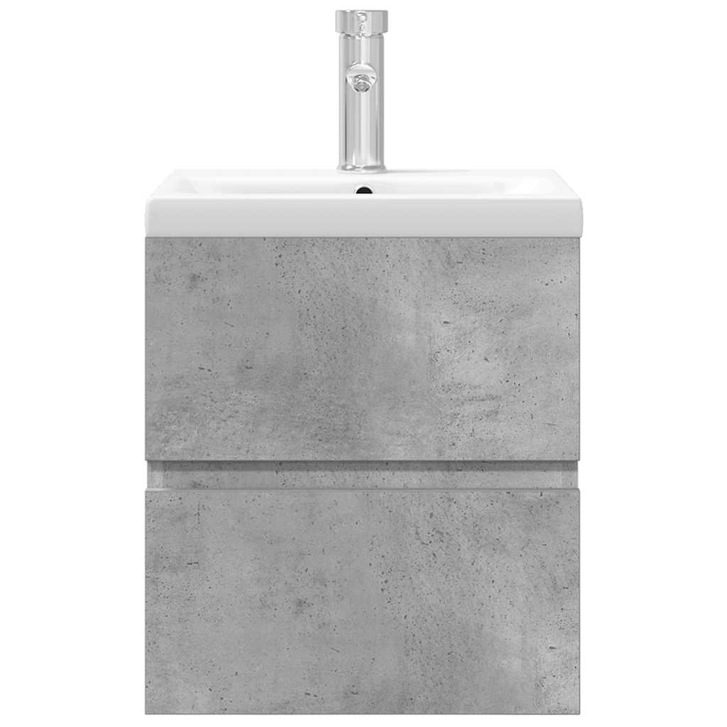 Set mobilier de baie, 2 piese, gri beton, lemn compozit