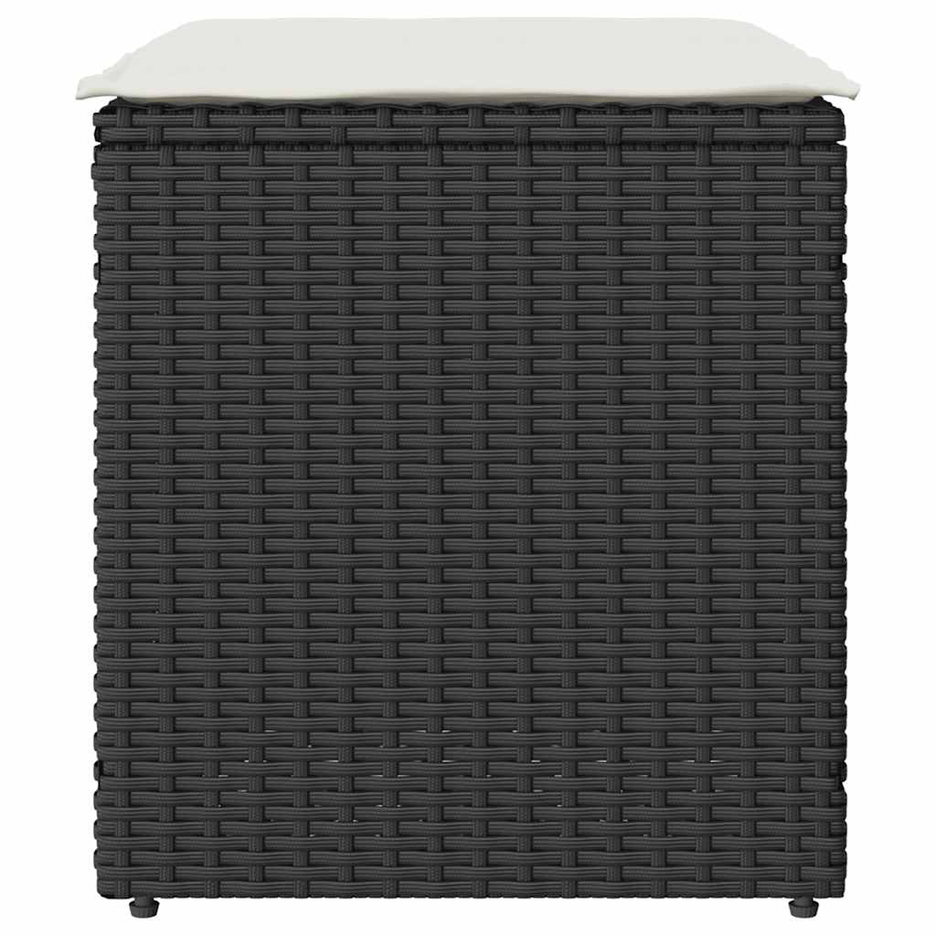 Scaune de grădină cu perne 2 buc Negru 40x40x43 cm Poly Ratan