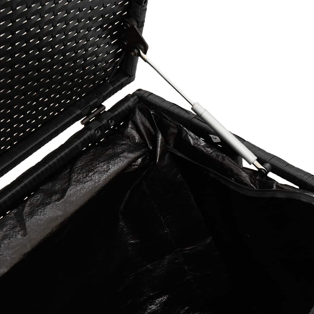 Ladă de depozitare de grădină, negru, 220x50x58 cm, poliratan