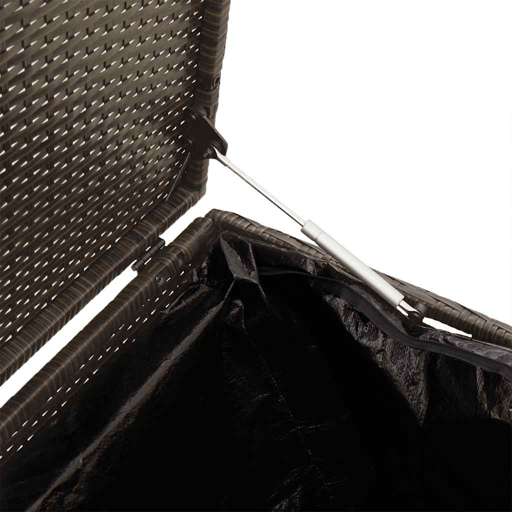 Cutie de depozitare de grădină maro 220x50x58 cm Poly Ratan