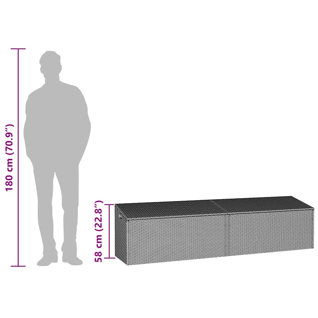 Cutie de depozitare grădină gri deschis 220x50x58 cm Poly Ratan