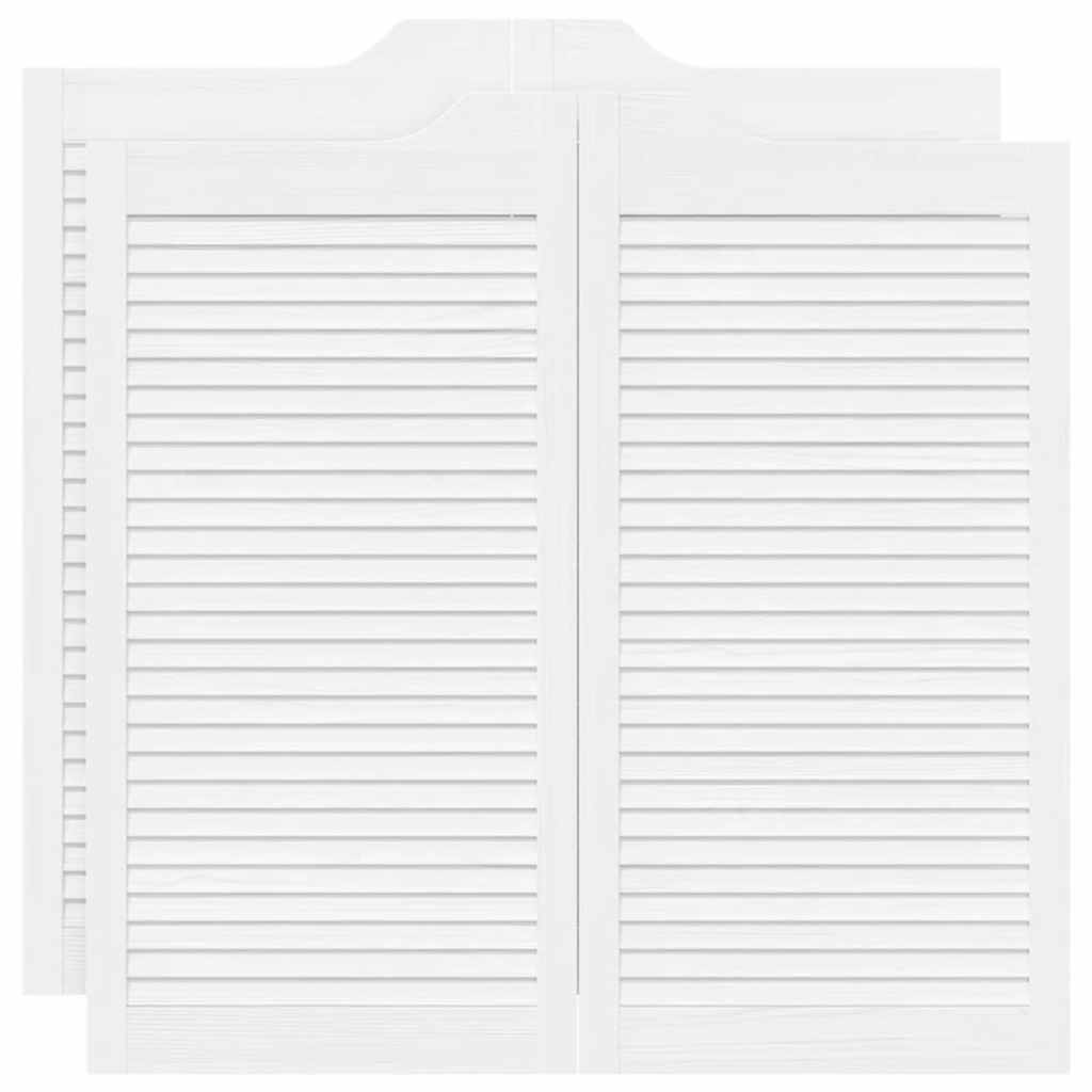 Uși batante cu jaluzele, 2 perechi, alb, 100x100 cm