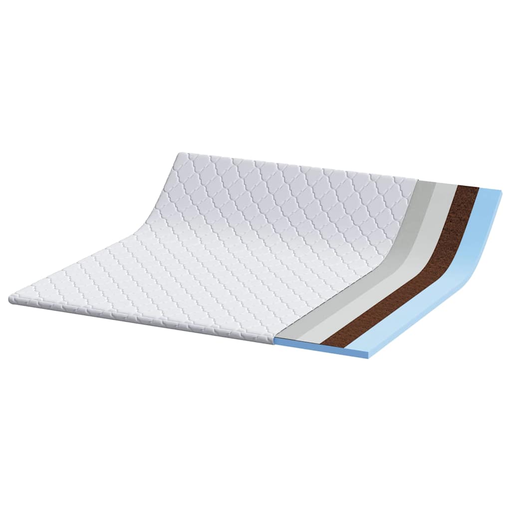 Topper din nucă de cocos Alb 180 x 200 x 5 cm Material jacquard