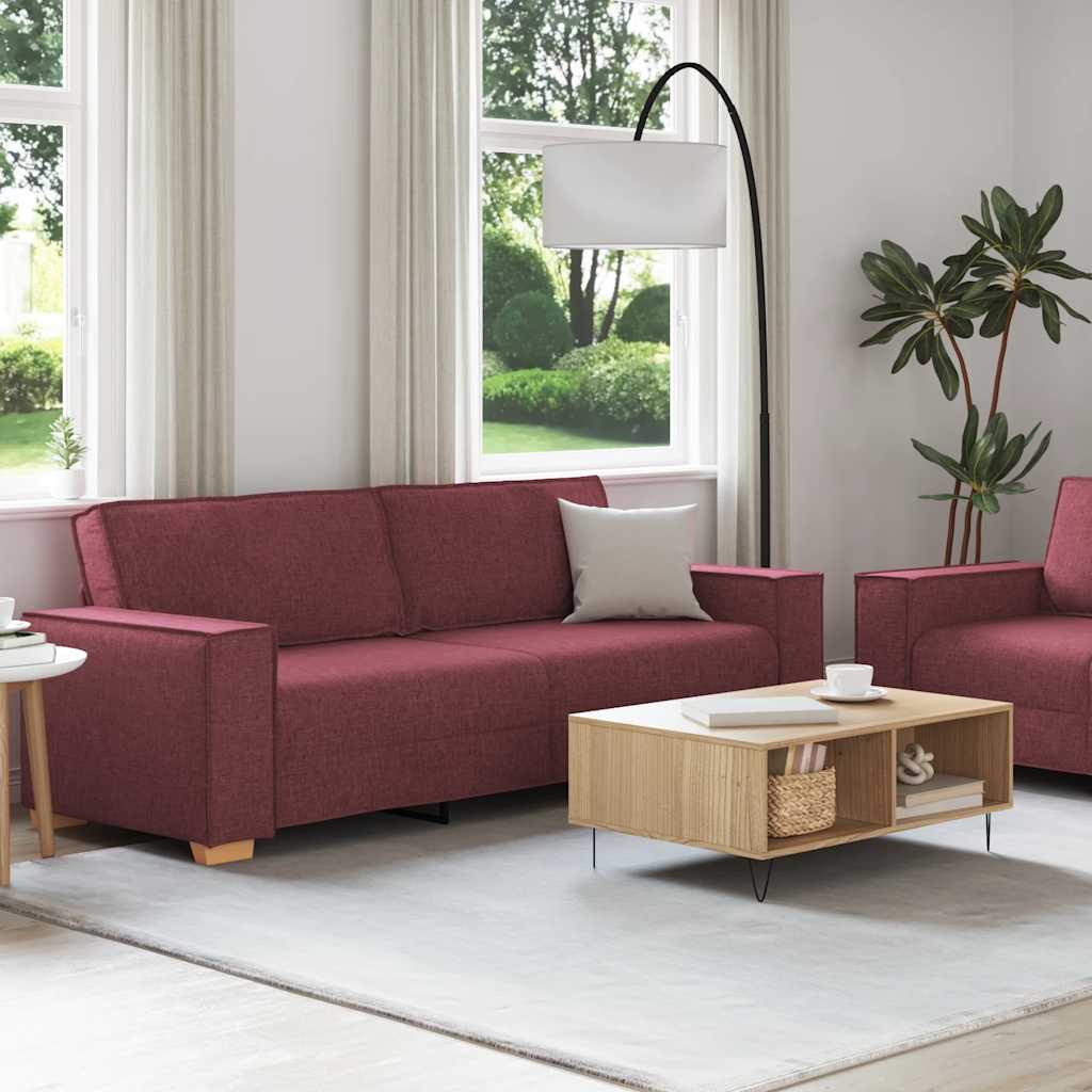 Set canapea cu perne, 2 piese, roșu vin, material textil