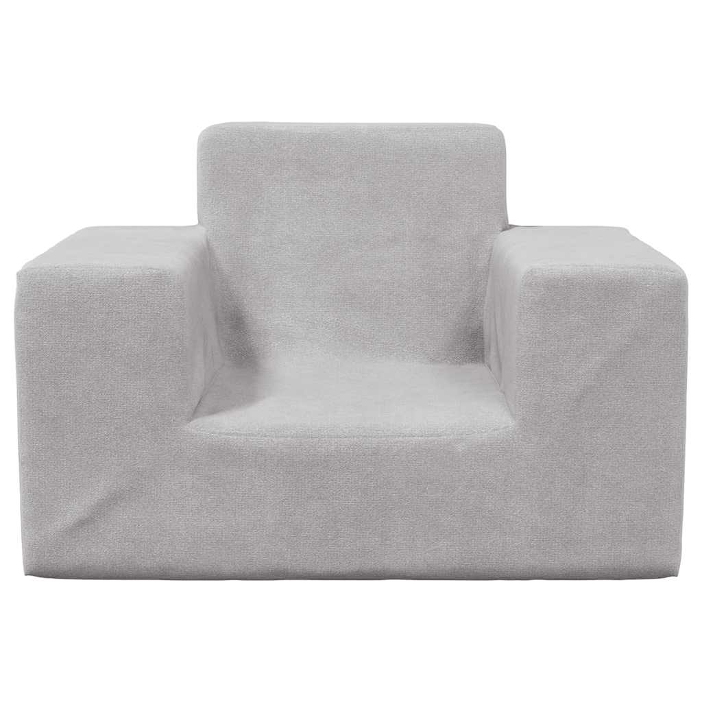 Canapea pentru copii, gri deschis, pluș moale