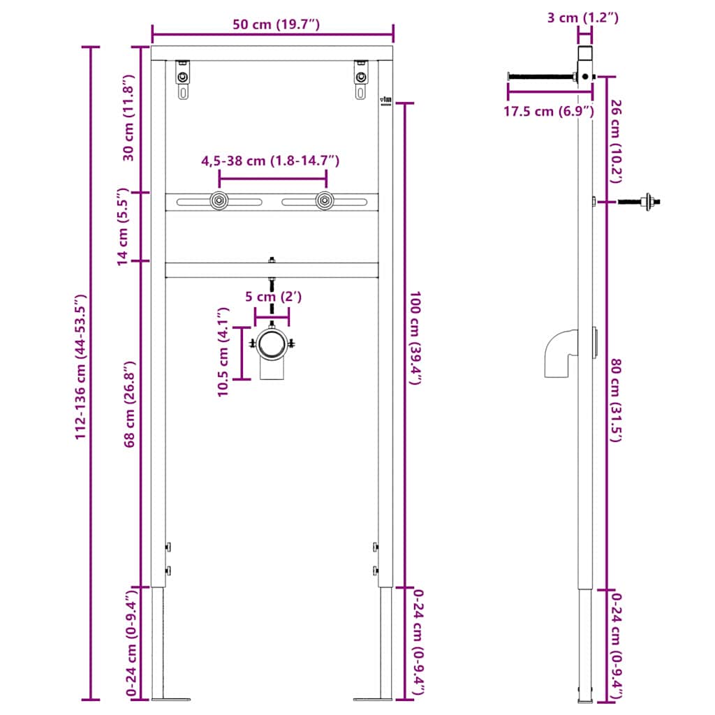 Suport de perete pentru baie Manual albastru 50 x 3 x 112 cm