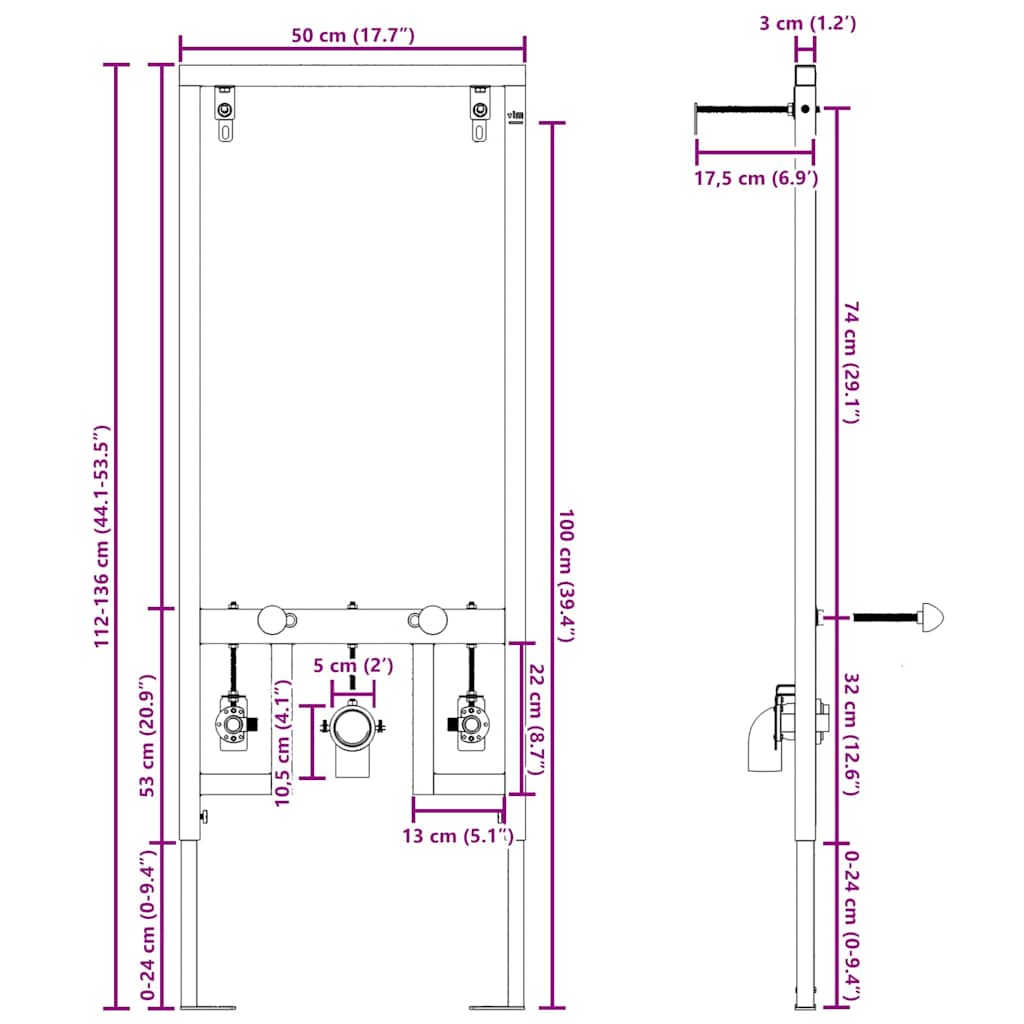 Suport de perete pentru baie Manual albastru 50 x 3 x 112 cm
