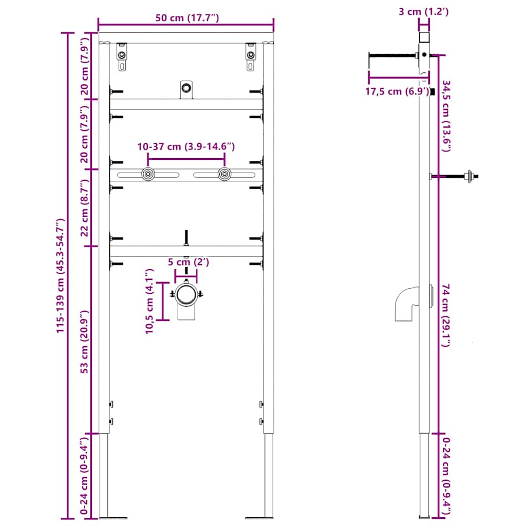 Suport de perete pentru baie Manual albastru 50 x 3 x 112 cm