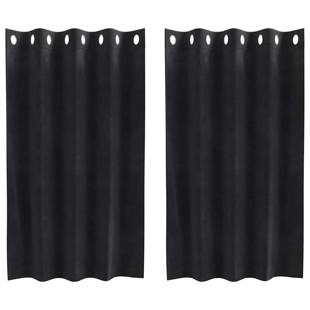 Perdele opace 2 pcs Negru 140 x 140 cm Catifea