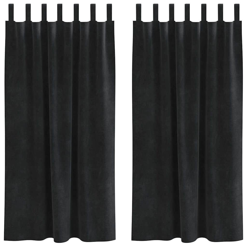 Perdele opace 2 pcs Negru 140 x 175 cm Catifea