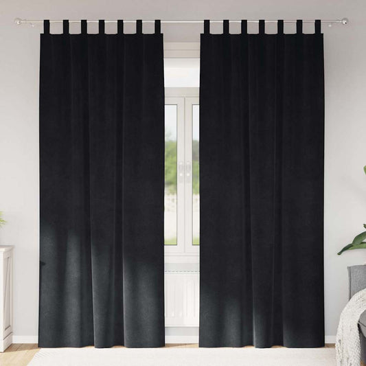 Perdele opace 2 pcs Negru 140 x 245 cm Catifea