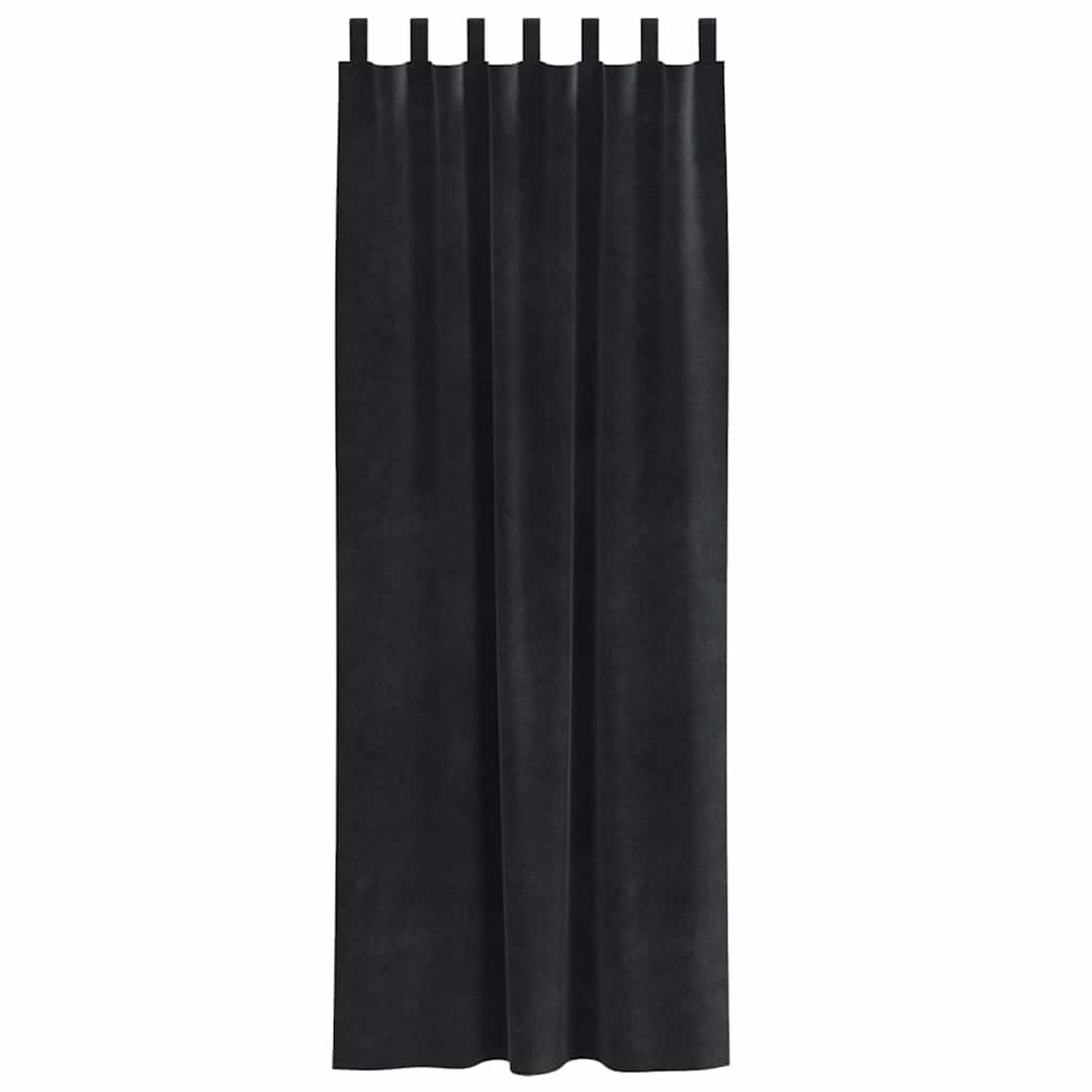 Perdele opace 2 pcs Negru 140 x 245 cm Catifea