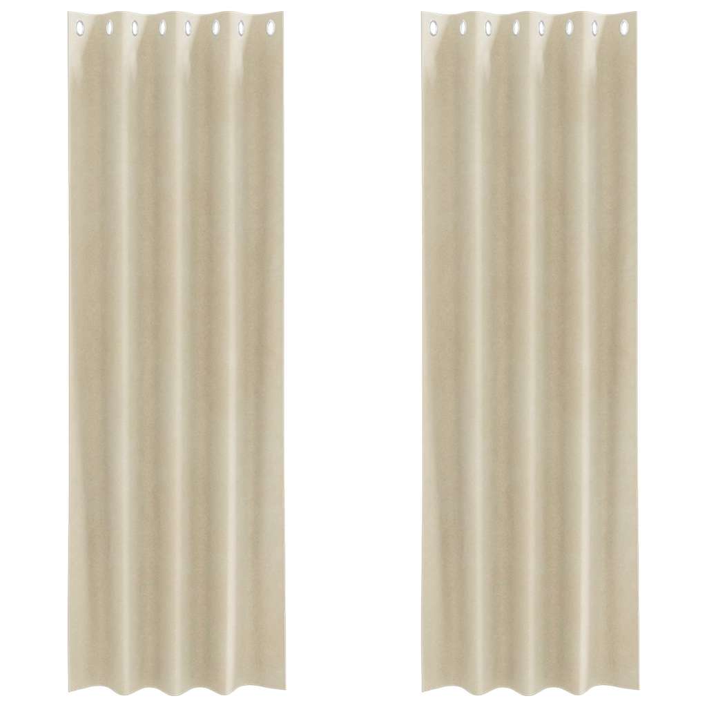 Perdele opace 2 pcs Crem 140 x 225 cm Catifea