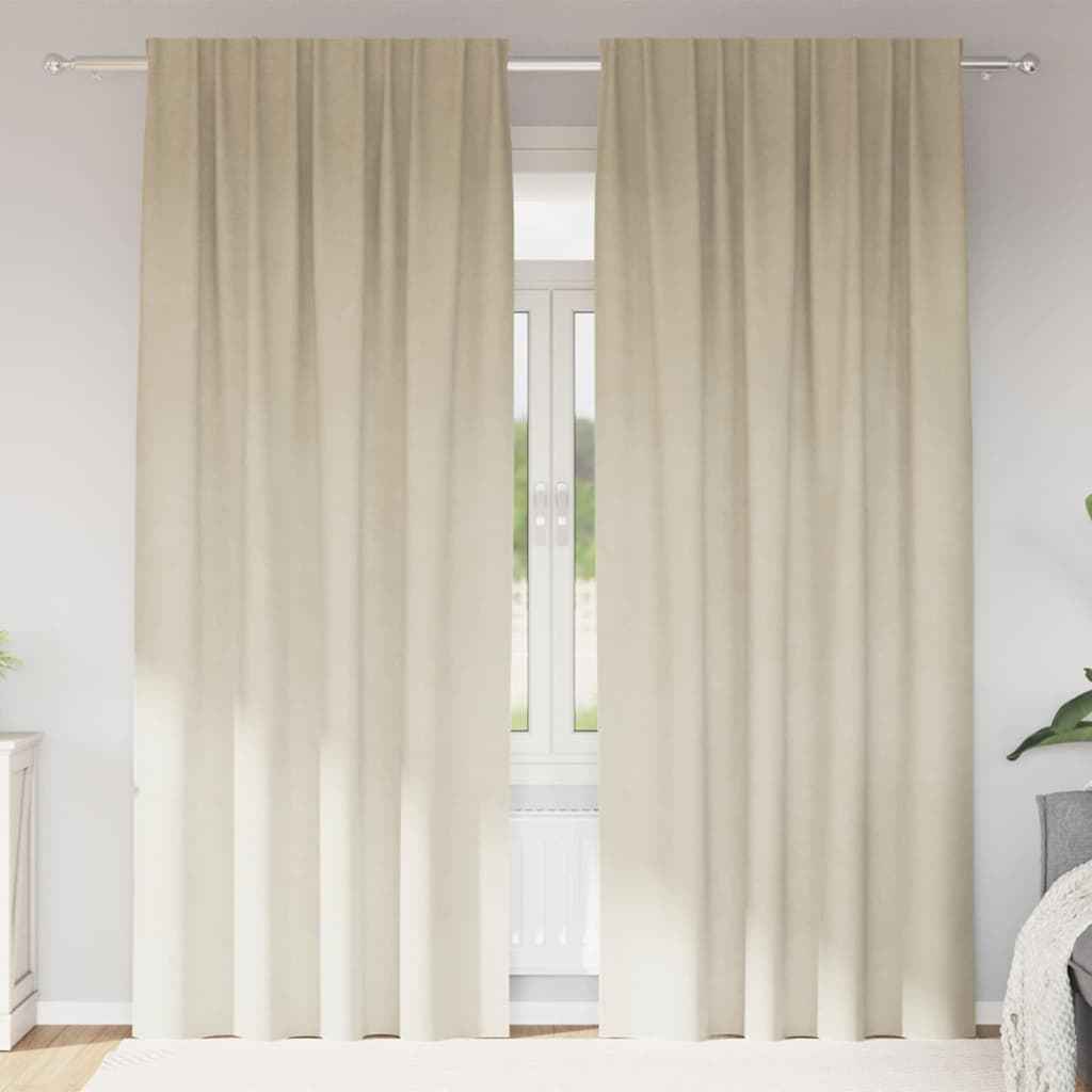 Perdele opace 2 pcs Crem 140 x 225 cm Catifea