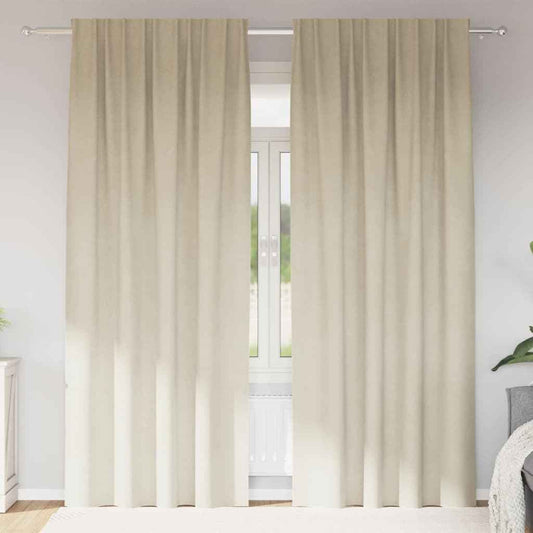 Perdele opace 2 pcs Crem 140 x 225 cm Catifea