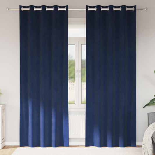 Perdele opace 2 pcs Albastru închis 140 x 225 cm Catifea