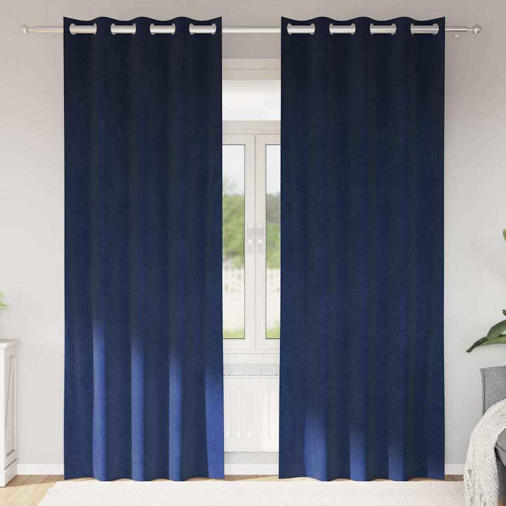 Perdele opace 2 pcs Albastru închis 140 x 245 cm Catifea