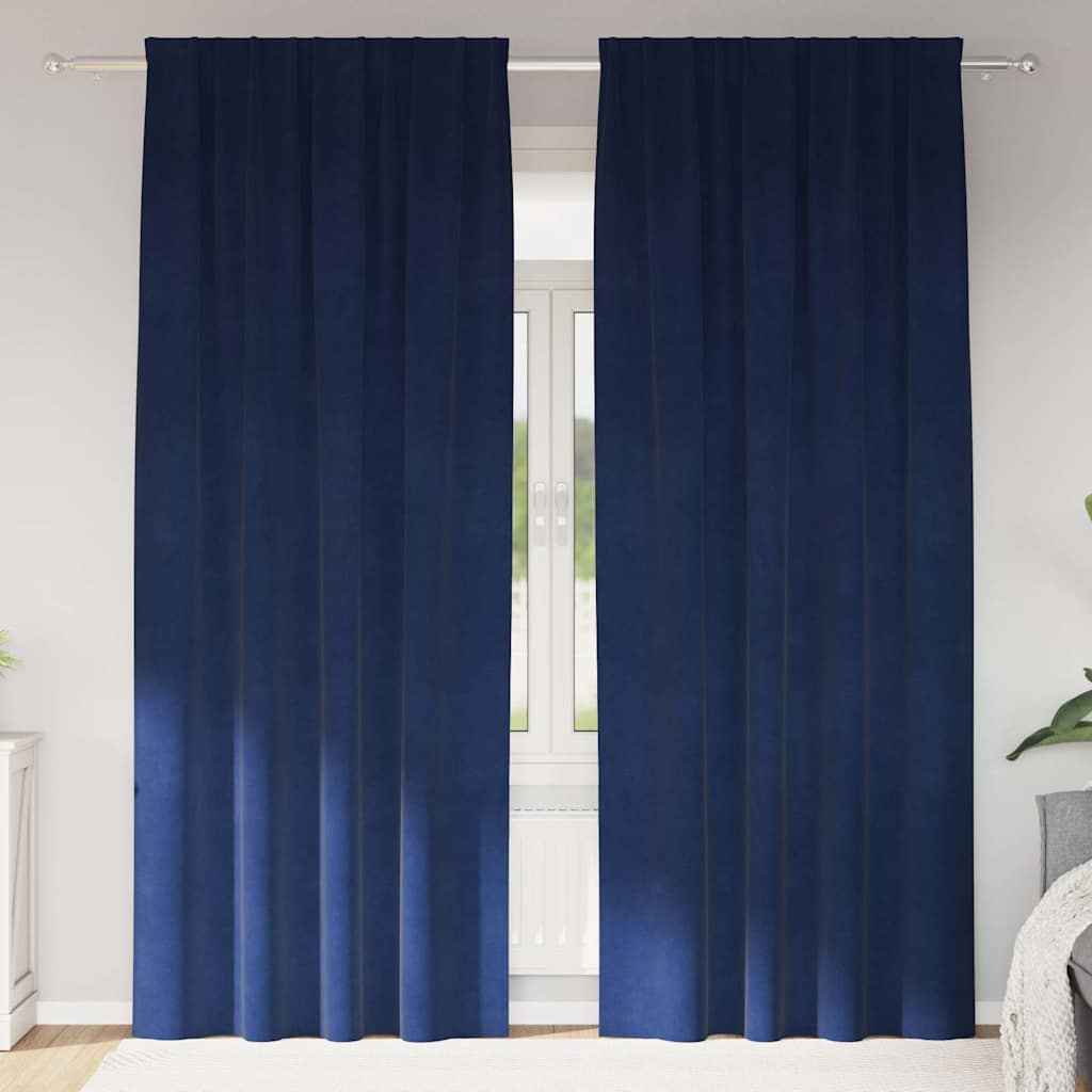 Perdele opace 2 pcs Albastru închis 140 x 245 cm Catifea