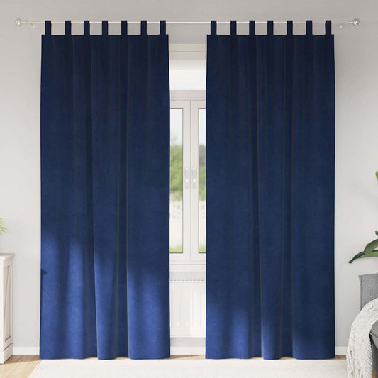 Perdele opace 2 pcs Albastru închis 140 x 225 cm Catifea