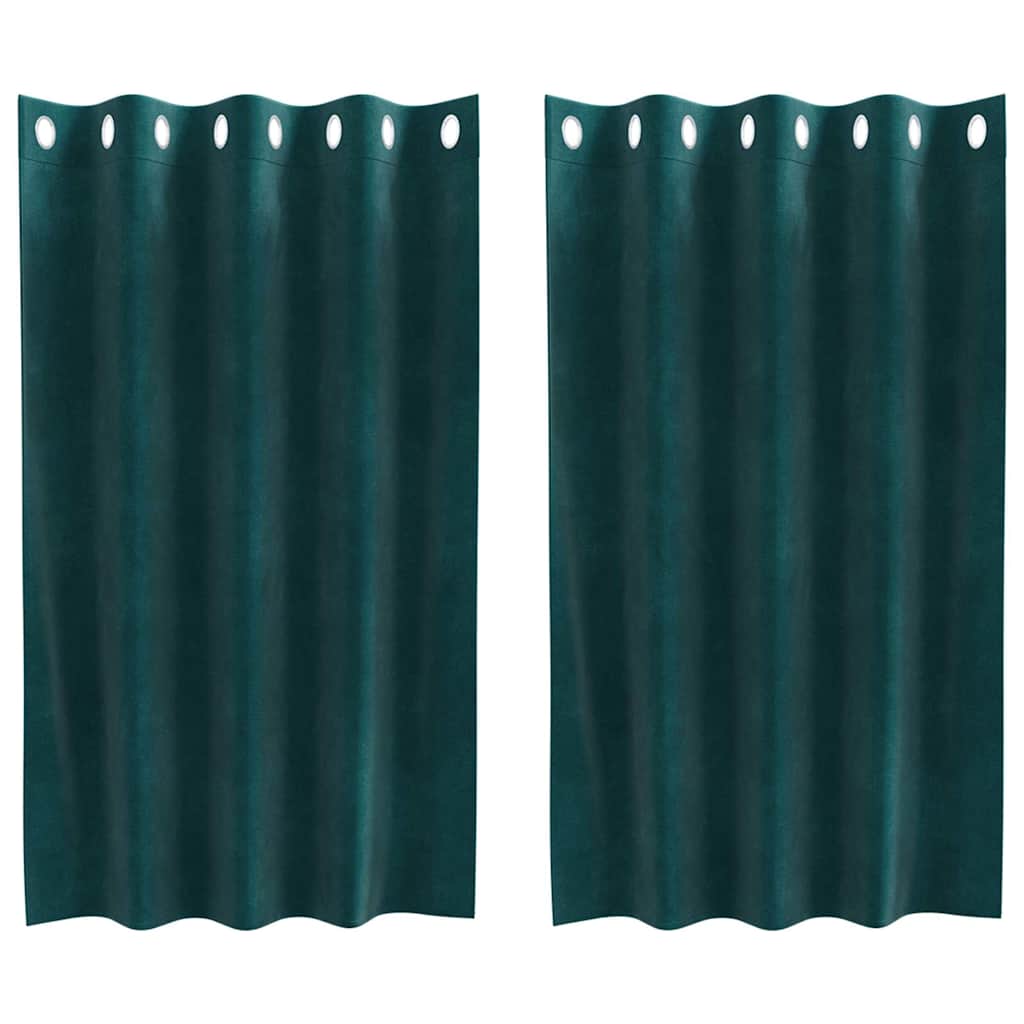 Perdele opace 2 pcs Verde închis 140 x 140 cm Catifea