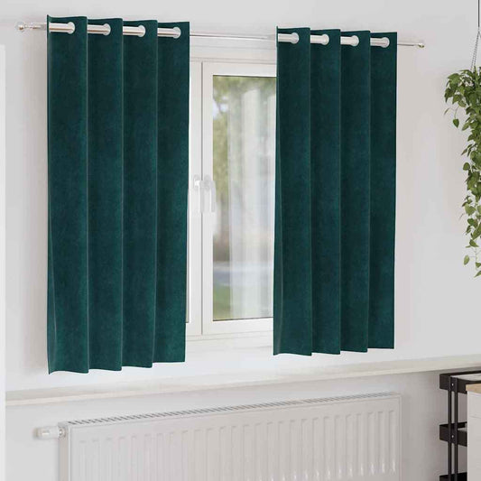 Perdele opace 2 pcs Verde închis 140 x 175 cm Catifea