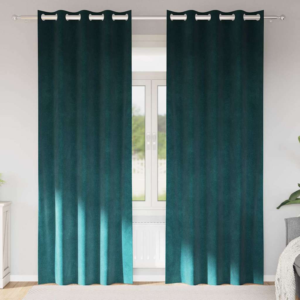 Perdele opace 2 pcs Verde închis 140 x 225 cm Catifea