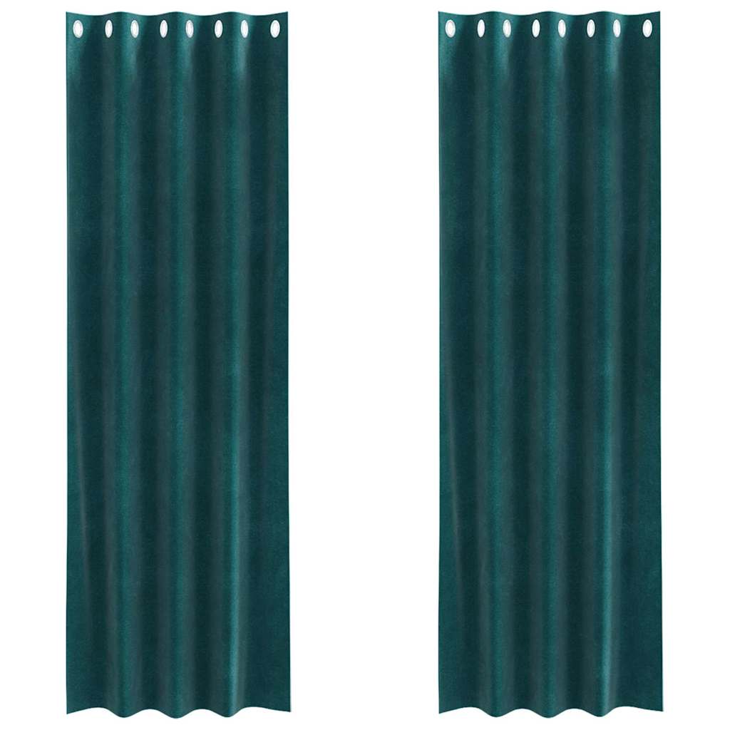 Perdele opace 2 pcs Verde închis 140 x 225 cm Catifea