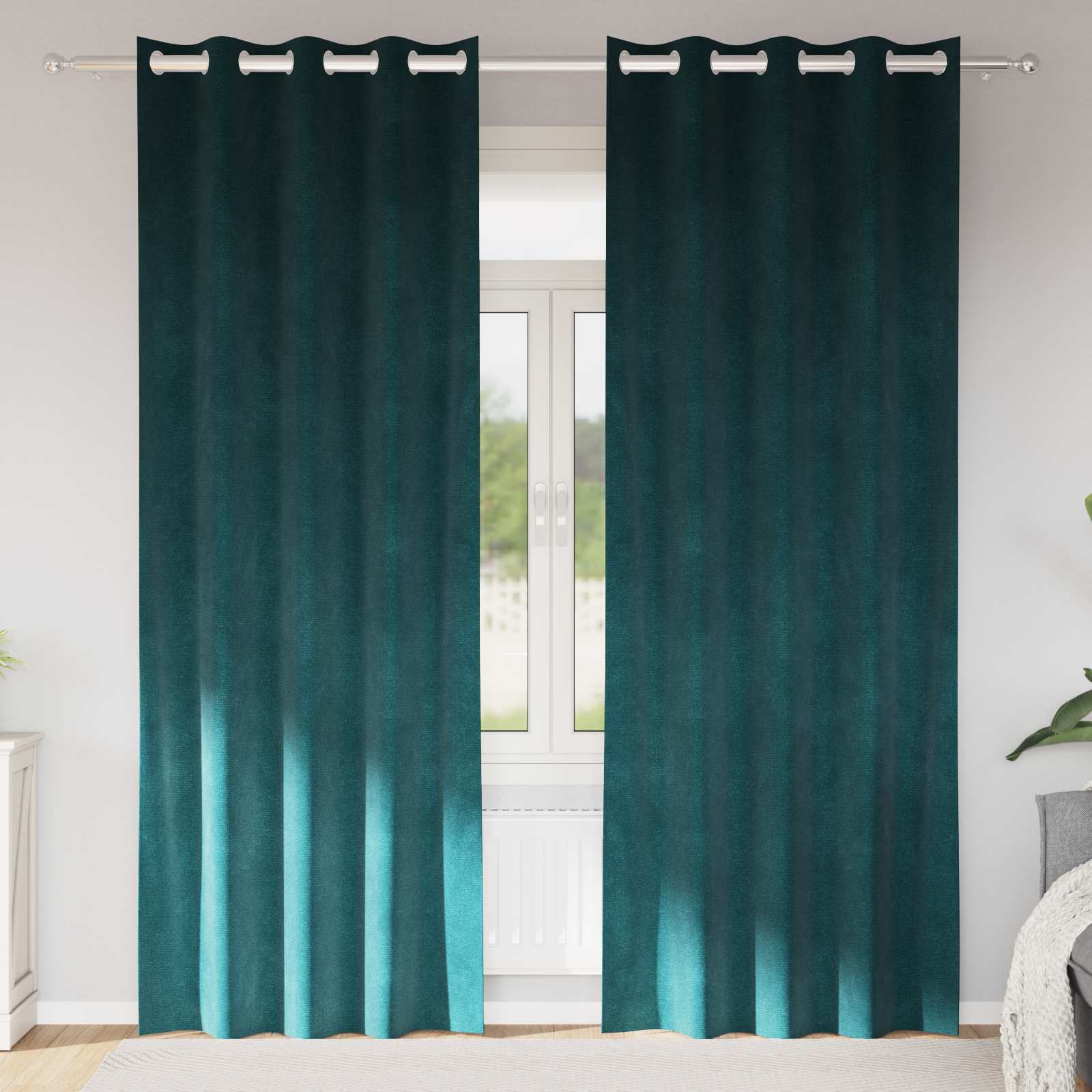 Perdele opace 2 pcs Verde închis 140 x 245 cm Catifea