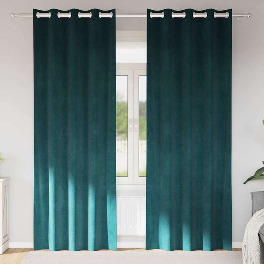 Perdele opace 2 pcs Verde închis 140 x 260 cm Catifea