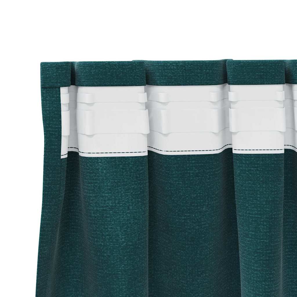 Perdele opace 2 pcs Verde închis 140 x 245 cm Catifea